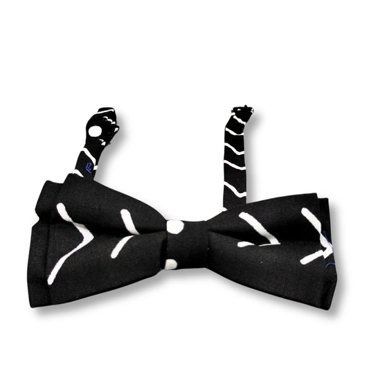 Men's Bow Tie, 18" Black & White Pattern African Men Fashion Bow Tie