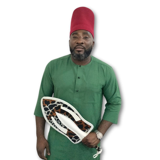 Leopard (Agu) Print Traditional Hand fan, Igbo Grooms, Chieftaincy Men Hand fan