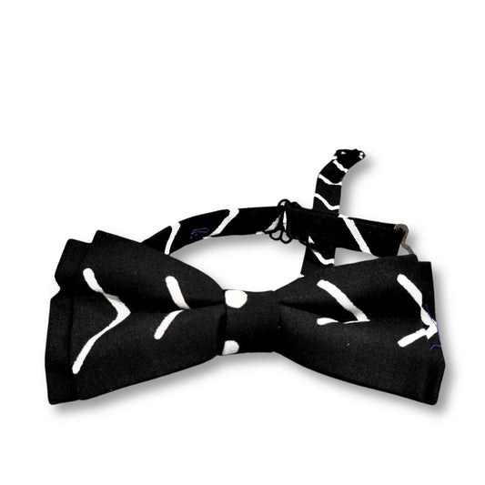 Men's Bow Tie, 18" Black & White Pattern African Men Fashion Bow Tie