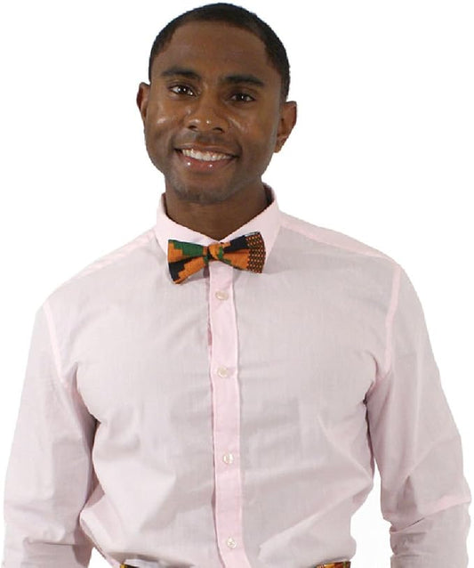 Kente Bow Tie Style #2, Pre-tied Adjustable Strap Men Necktie