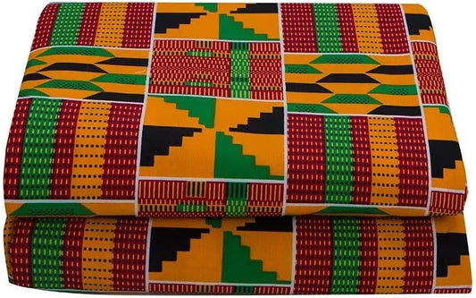 African Kente Print Fabric | Cotton Batik, Double-Sided Printing Dutch Wax Kente Bundle