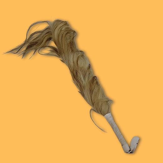 Handmade Royal Hair Staff | Traditional African Figural Horsetail Whisk (Irukere, Nza), Handy