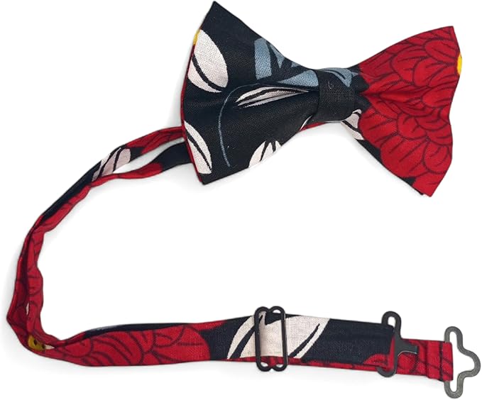 Bow Tie, African Ankara Print Cotton Pre-tied Adjustable Strap Men Necktie