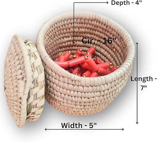 Local storage Trinket Box, Handmade Raffia Jewelry Box | Multipurose Decorative Handwoven Keepsake Box