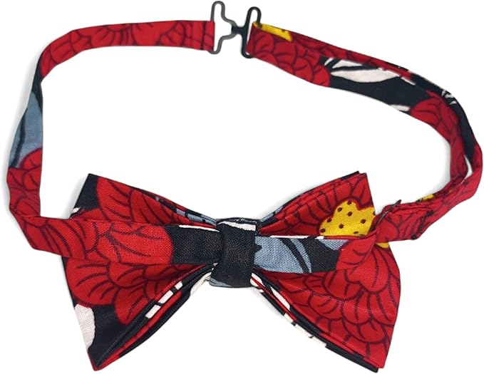 Bow Tie, African Ankara Print Cotton Pre-tied Adjustable Strap Men Necktie