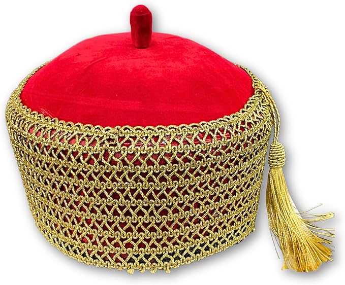 Chieftaincy Ichie Ozo Traditional Cap, African Decorated Red Wedding Cap