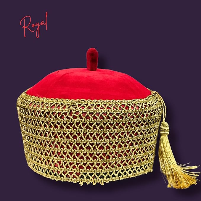 Chieftaincy Ichie Ozo Traditional Cap, African Decorated Red Wedding Cap