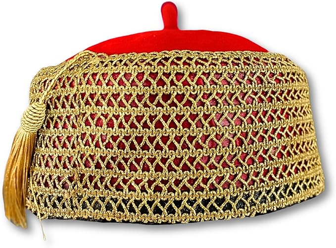 Chieftaincy Ichie Ozo Traditional Cap, African Decorated Red Wedding Cap
