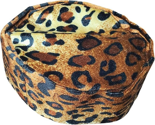 African Native Hat | Foldable African Kufi Hat, Wedding Cap For Men, Traditional Igbo Cap | Leopard Print Cap