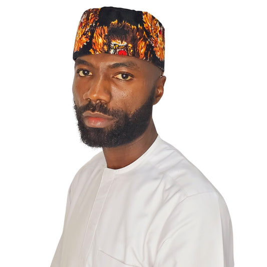 Isi Agu Velvet Igbo Traditional Cap, Tribal African Men's Cultural Kufi Hat