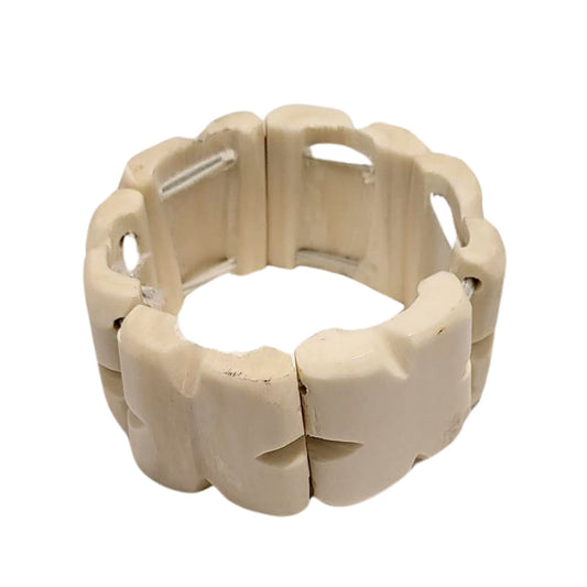 Handmade Bone Bracelet, Tribal Stretch Men Women Bangle Artisanal Jewelry