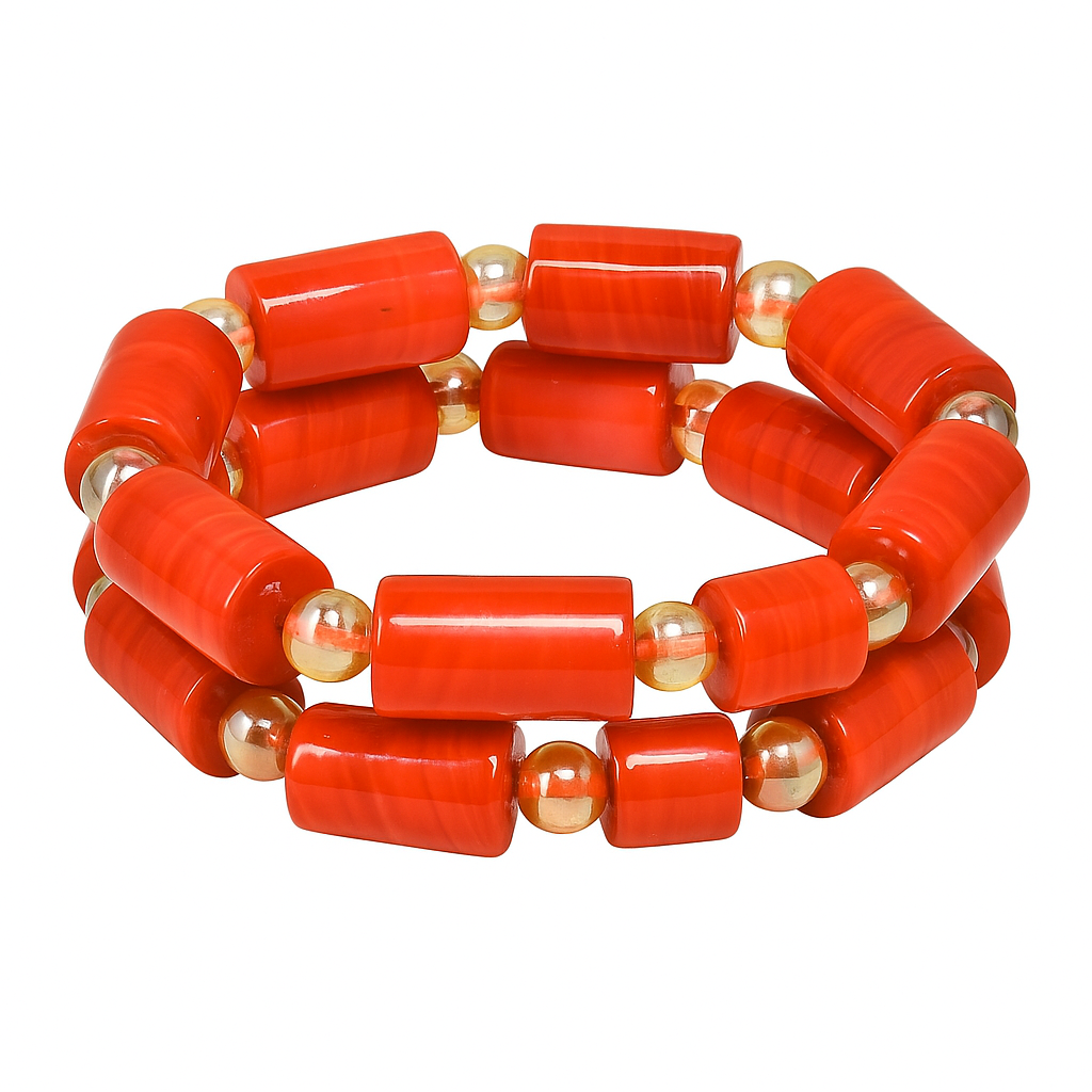 Original Coral Beads Necklace & Bracelet Set, African Bridal Wedding Jewelry Set