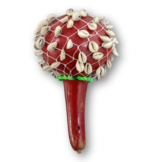 Cowrie Shell Gourd Shaker, African Musical Instrument, Shekere