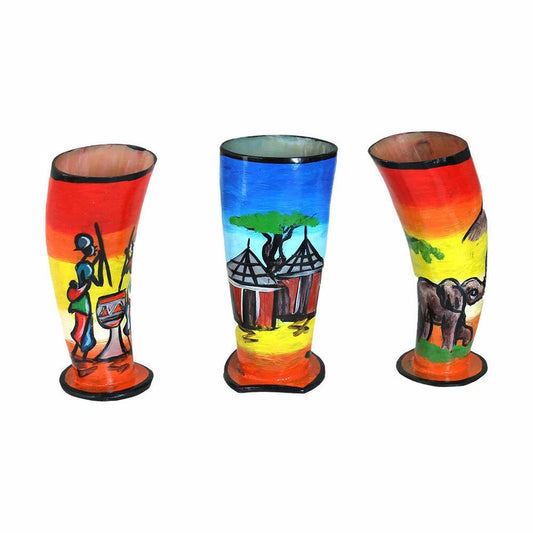 Horn Painted Cup, Traditional Beer Stein Gift Idea and Home Decor - ASSORTED.