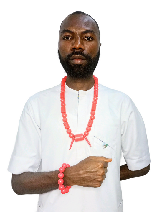 Original Coral Beaded Necklace and Bracelet Set - Vibrant Pink Statement Jewelry Set for Women