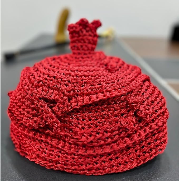 Red Crotchet Wool Hat, Traditional Benin Royal Kings Cap for Cultural Attire