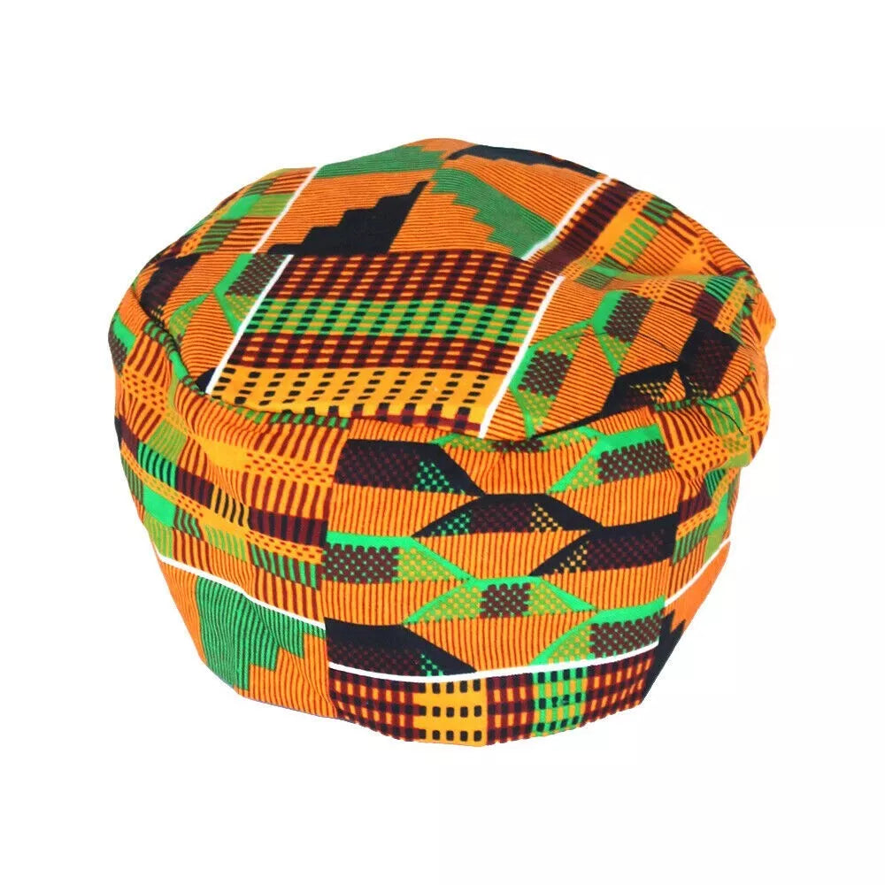 Kente Kufi Hat, Men African Print Skull Cap, Style #2