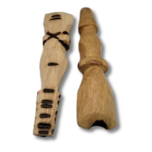 Set of 2 Flute Instruments, Handmade, African Musical Instrument Igbo Wooden Oja