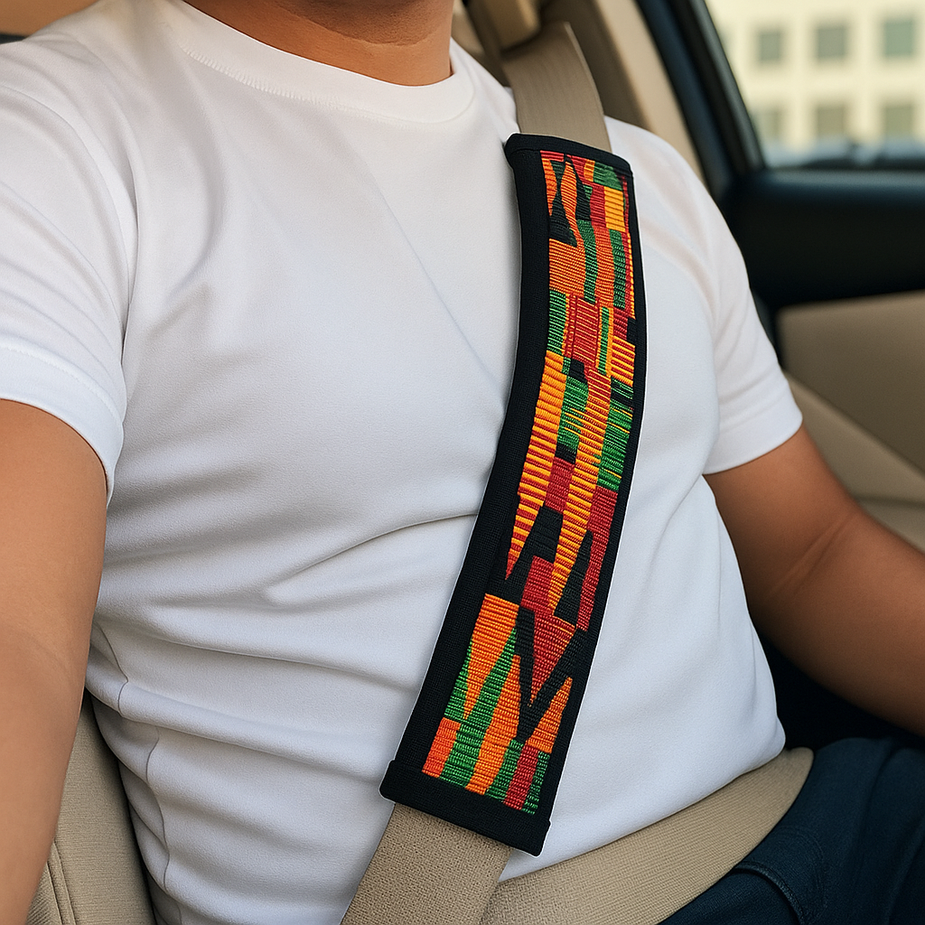 Kente Seatbelt Cover, Soft and Comfortable Seatbelt Shoulder Pad 2PCS | Universal Fit for All Cars Seatbelt, Backpack, Shoulder Bag