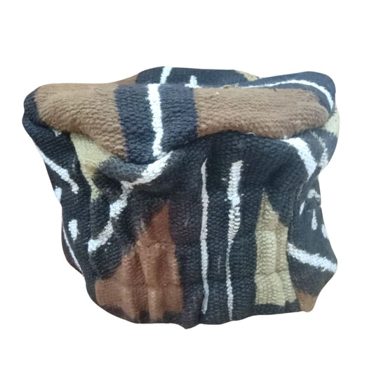 African Mud Cloth Kufi Hat, Handwoven Traditional Dashiki Agbada Men's Cap w Elasticity