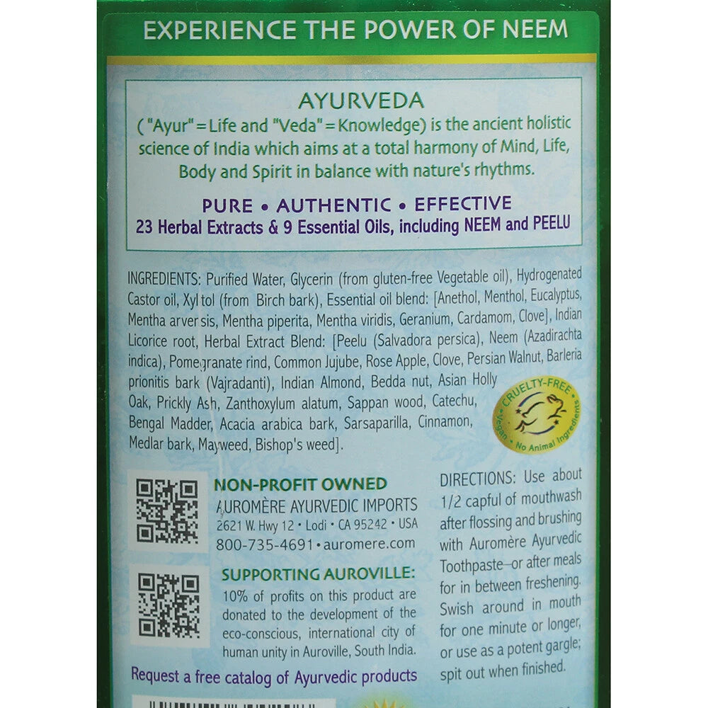 Ayurvedic Neem Mouthwash - 16 oz | Traditional Herbal Extracts For Dental Care