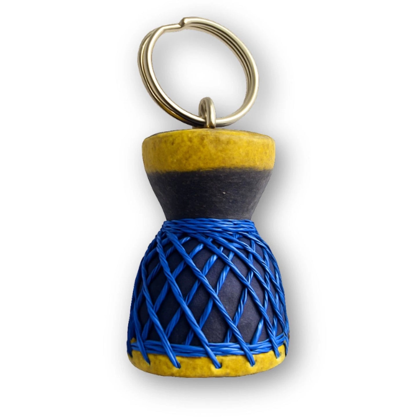 Mini African Djembe Drum Keychain, Handmade Wooden Drum Key Holder with Cords