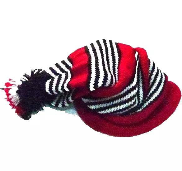 2 Pcs Wool Igbo Traditional Men's Hat, Men's Knitted, Stripped Wool War Dance Hat (Long) (Set of 2)