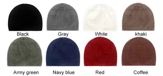 Islamic Kufi Hat, Crochet Knitted Jacquard Muslim Prayer Skull Cap for Men