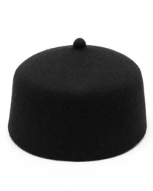 Men's Traditional Igbo Chief Black Cap Wool Felt Hat Muslim Prayer Cap