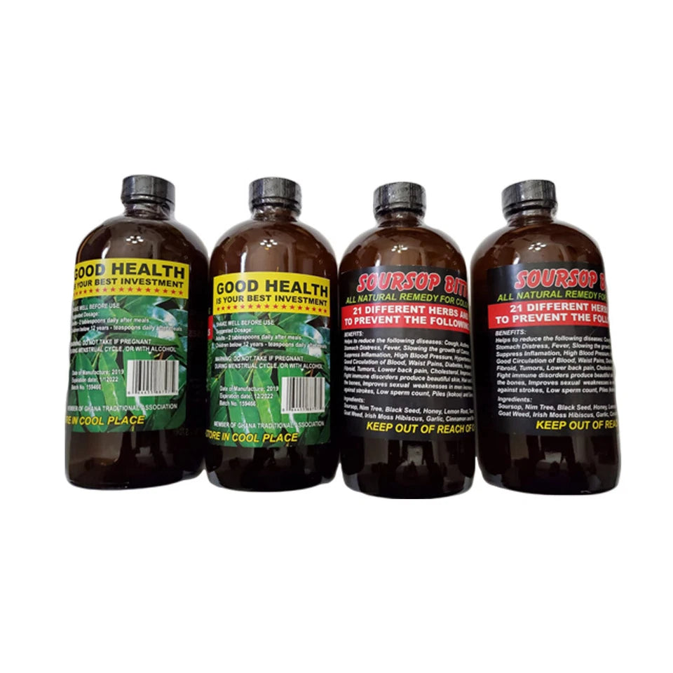 Soursop Bitters African Herbs and Roots 16 Oz (Pack of 4)