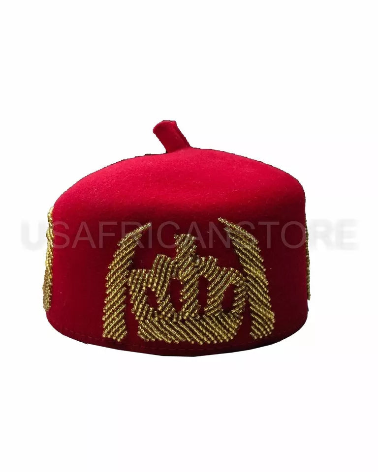 Red High Chief Igbo Cap For Men, Igbo Traditional Red Cap, High Chieftaincy
