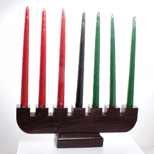 Large Wooden Kinara, Handmade Kwanzaa Candle Holder, African Holiday Decor