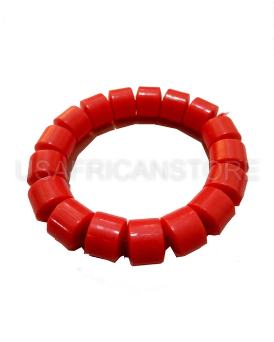 Plastic Coral Beaded Bracelet Handmade African Cultural Jewelry for Men, Women