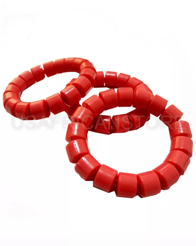 Plastic Coral Beaded Bracelet Handmade African Cultural Jewelry for Men, Women