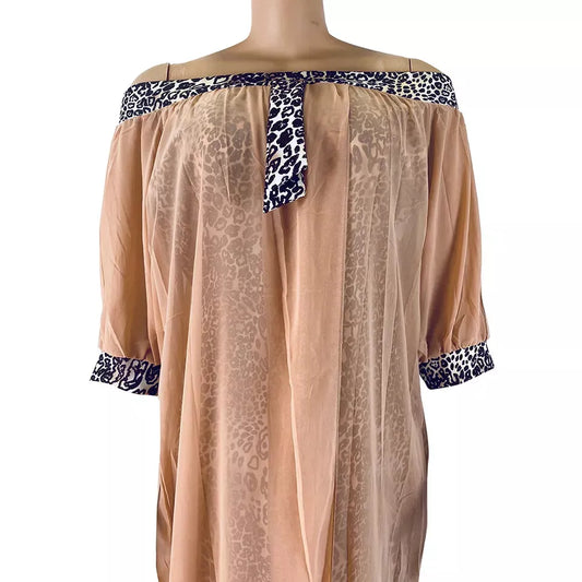 Women Off-Shoulder Long Gown, Two-layer Summer African Dashiki Clothing