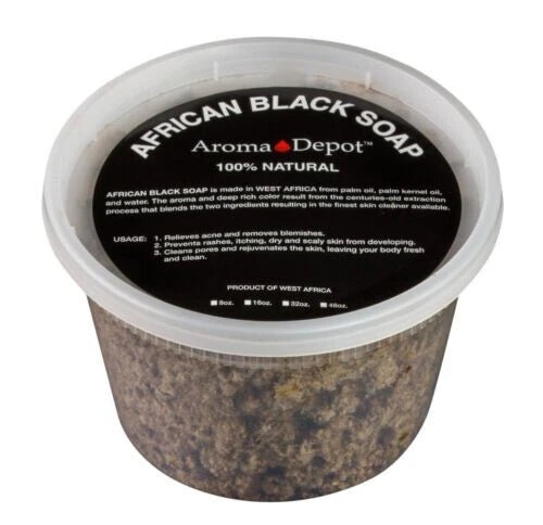 Raw African Black Soap Paste 100% Pure & Natural for Skin, Hair, Body: 16 oz.