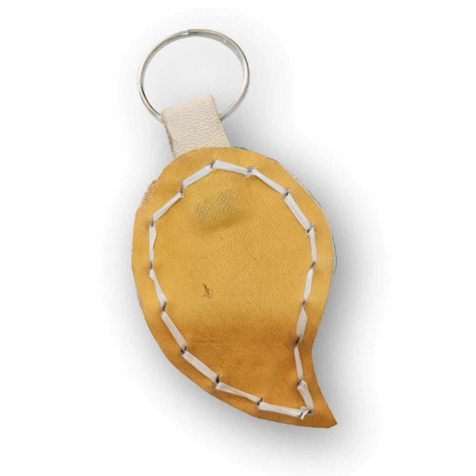 Nigeria Map Keychain, Handmade African Leather Key Holder Green Map Keyring