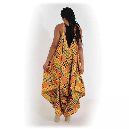 Kente Palazzo Jumpsuit, African Traditional Dress Clothing for Women #1