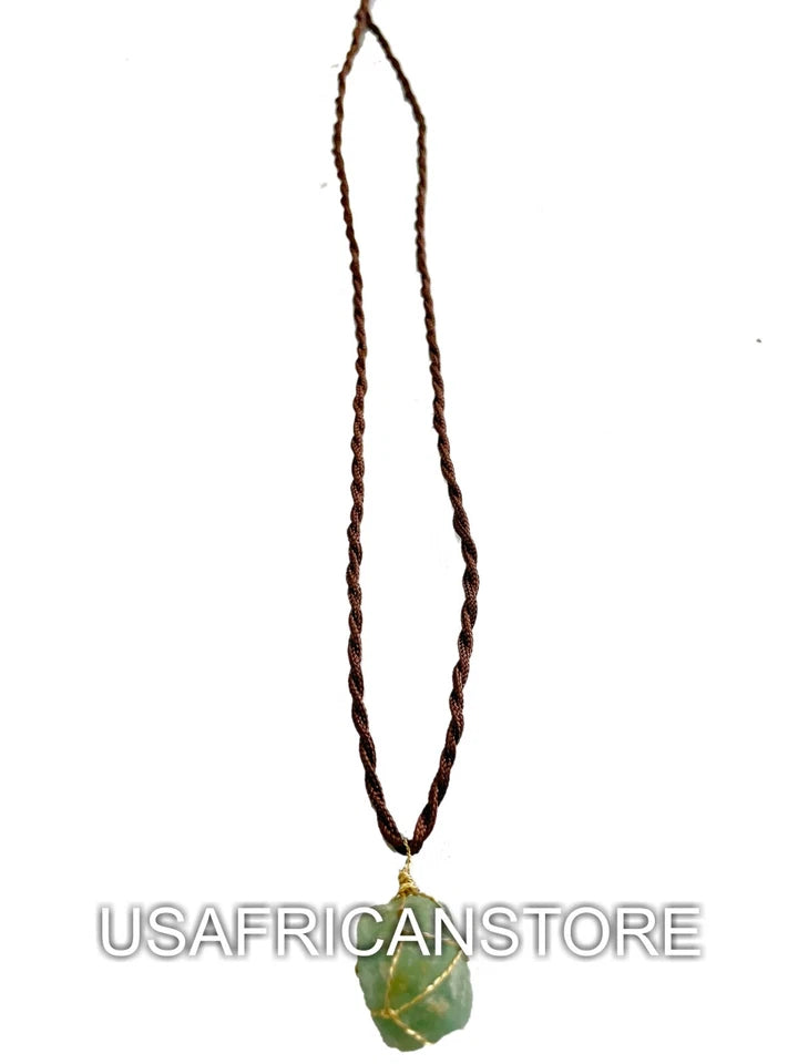 Natural Necklace For Women, Crystal Pendant Necklace, Raw Gemstone - Green