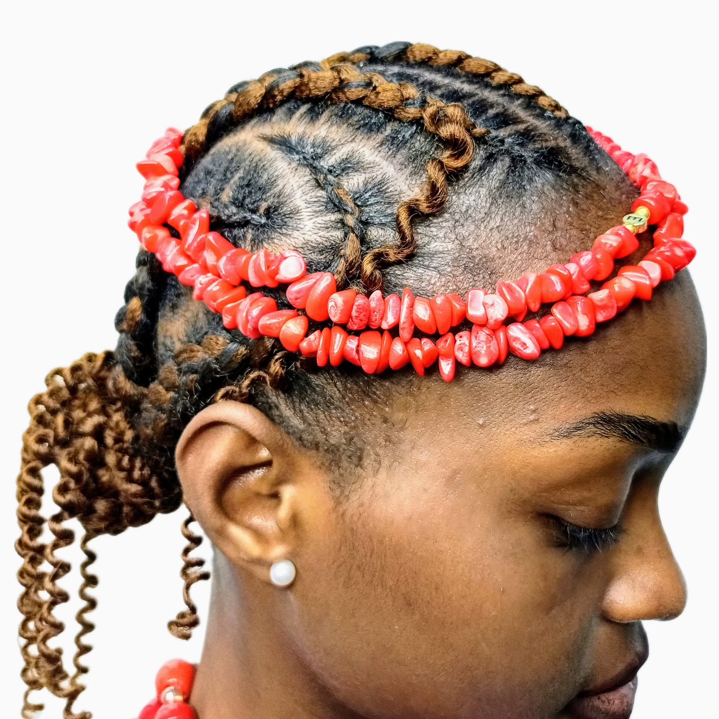 Bridal Hair Clip, African Bridal Hair Accessory, Coral Wedding Hairpiece Decor