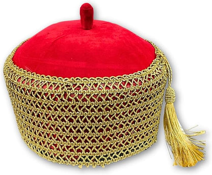 Chieftaincy Ichie Ozo Traditional Cap, African Decorated Red Wedding Cap