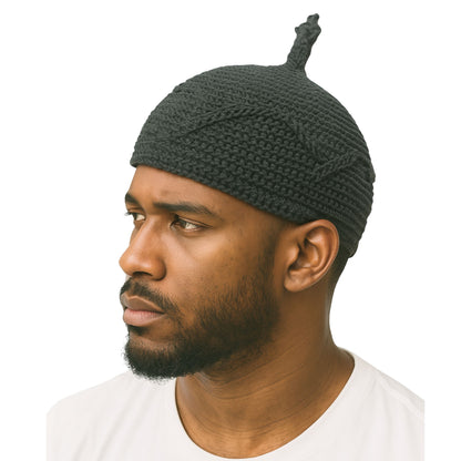 Edo Crotchet Wool Hat, Traditional Royal Benin Men Cap for Cultural Attire