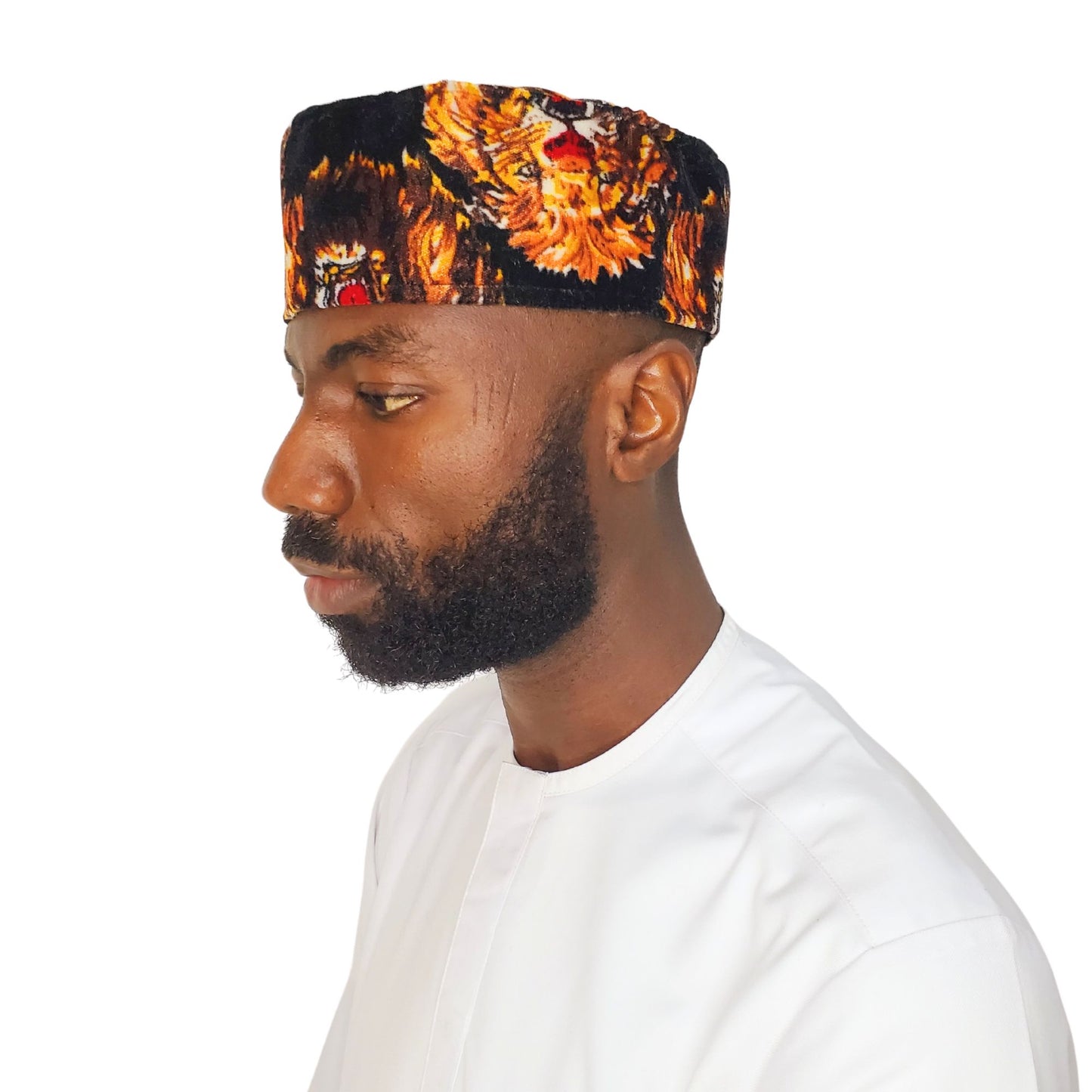 Isi Agu Velvet Igbo Traditional Cap, Tribal African Men's Cultural Kufi Hat