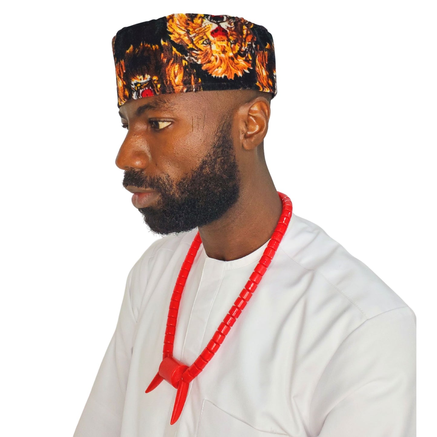 Isi Agu Velvet Igbo Traditional Cap, Tribal African Men's Cultural Kufi Hat