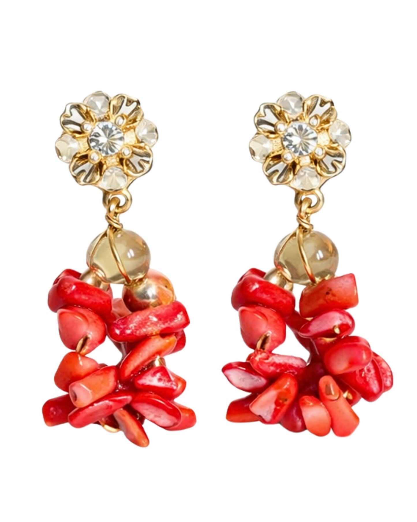 Traditional Coral Beaded Bridal Necklace & Earrings, Nigeria Wedding Jewelry Set