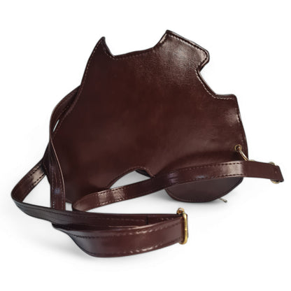 Handmade Africa-Shaped Leather Cross Bag With Zipper | Shoulder Bag with Kente Print, Unisex Bag
