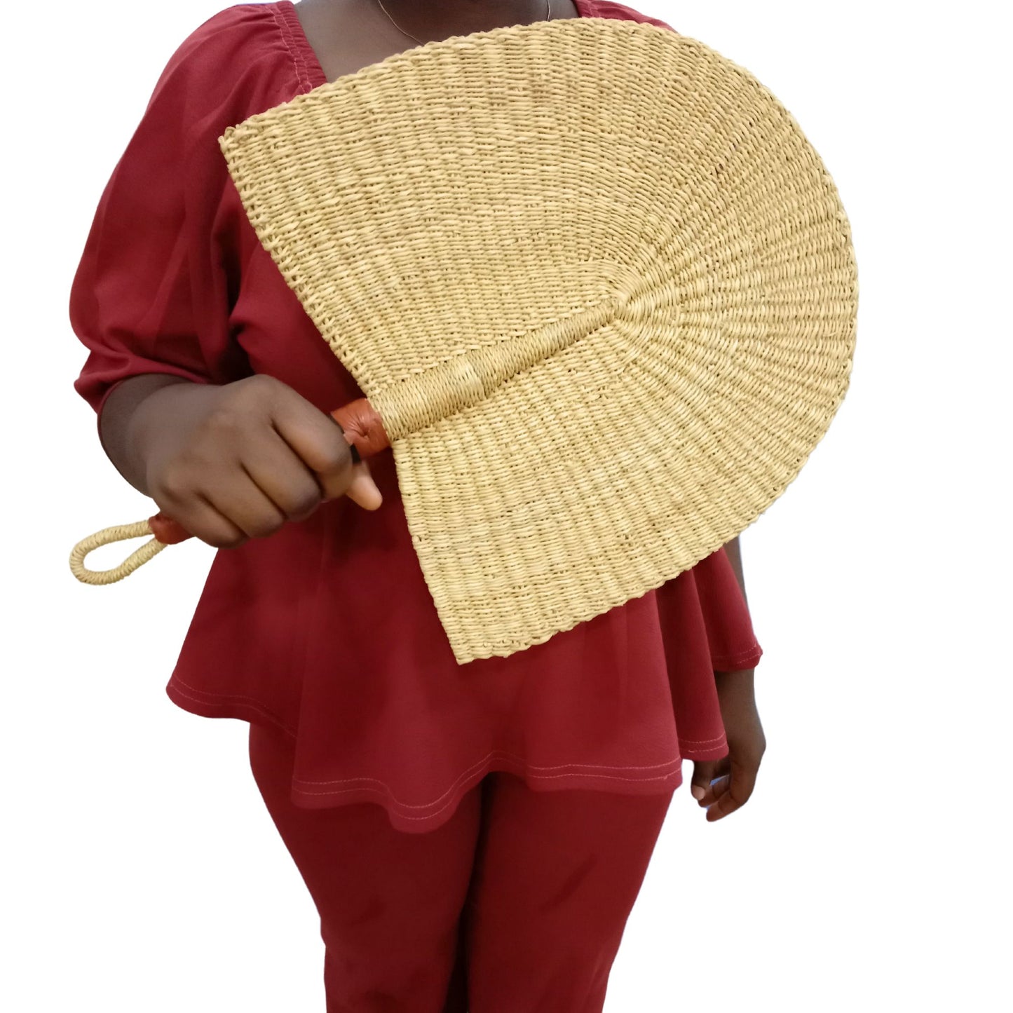 Burkina Faso Hand Fan | Natural Handmade Raffia Hand Fan | Wall Decor