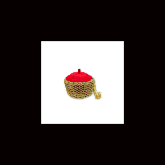 Chieftaincy Ichie Ozo Traditional Cap, African Decorated Red Wedding Cap