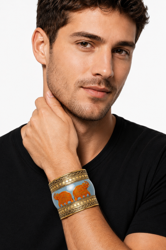 Brass Elephant Cuff, Men Women Bracelet