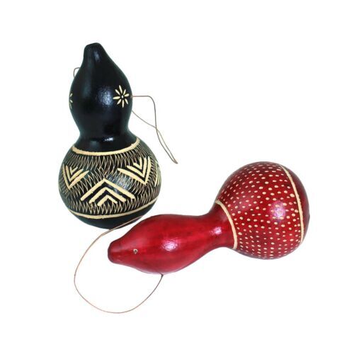 Gourd | Wooden Ornaments | Home Decor | Hand Carved, Calabash Gourd - 6" long
